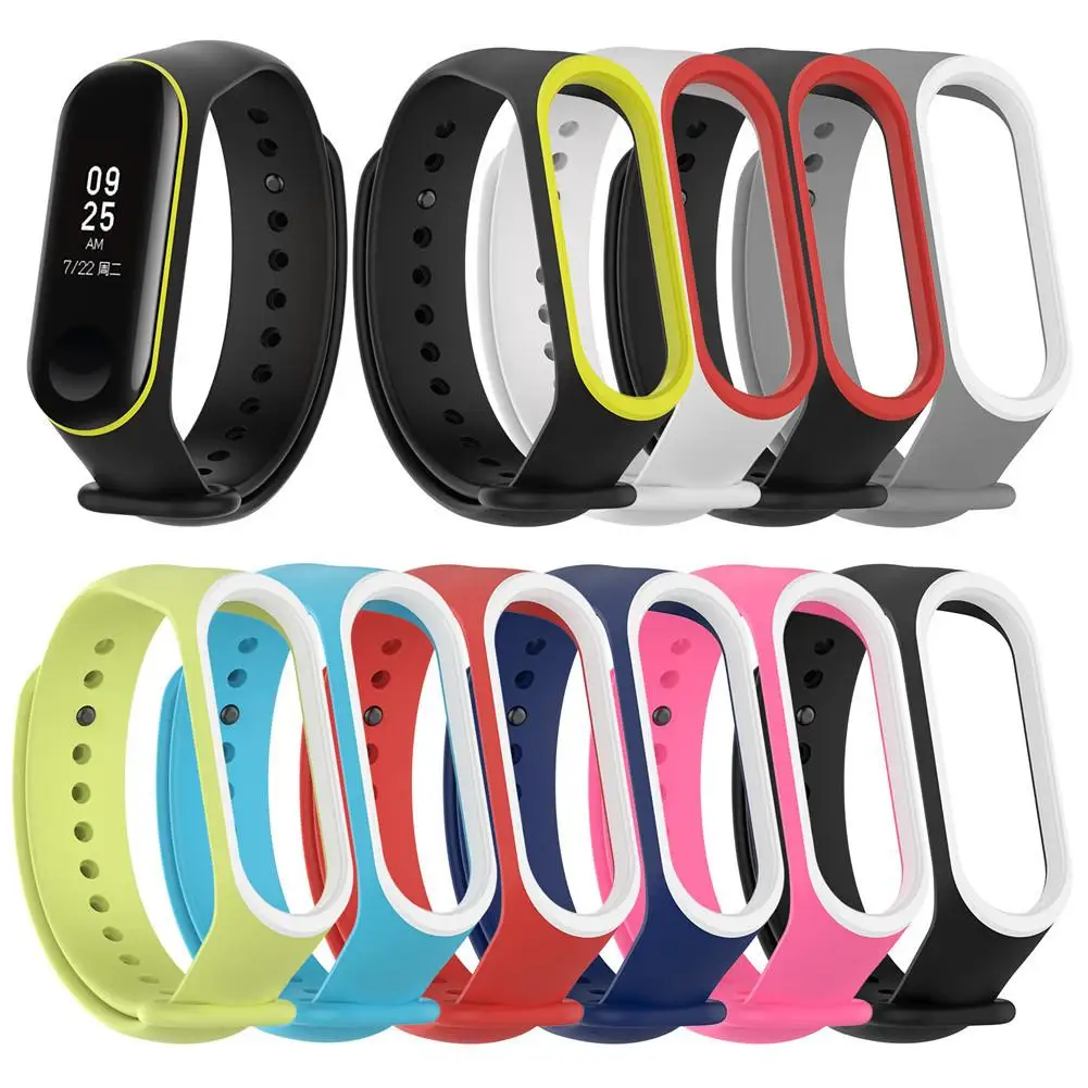 

Dual Color Silicone Replacement Wrist Strap Watch Band For Xiaomi Mi Band 4 3 Smart Bracelet Miband 4 3 Strap