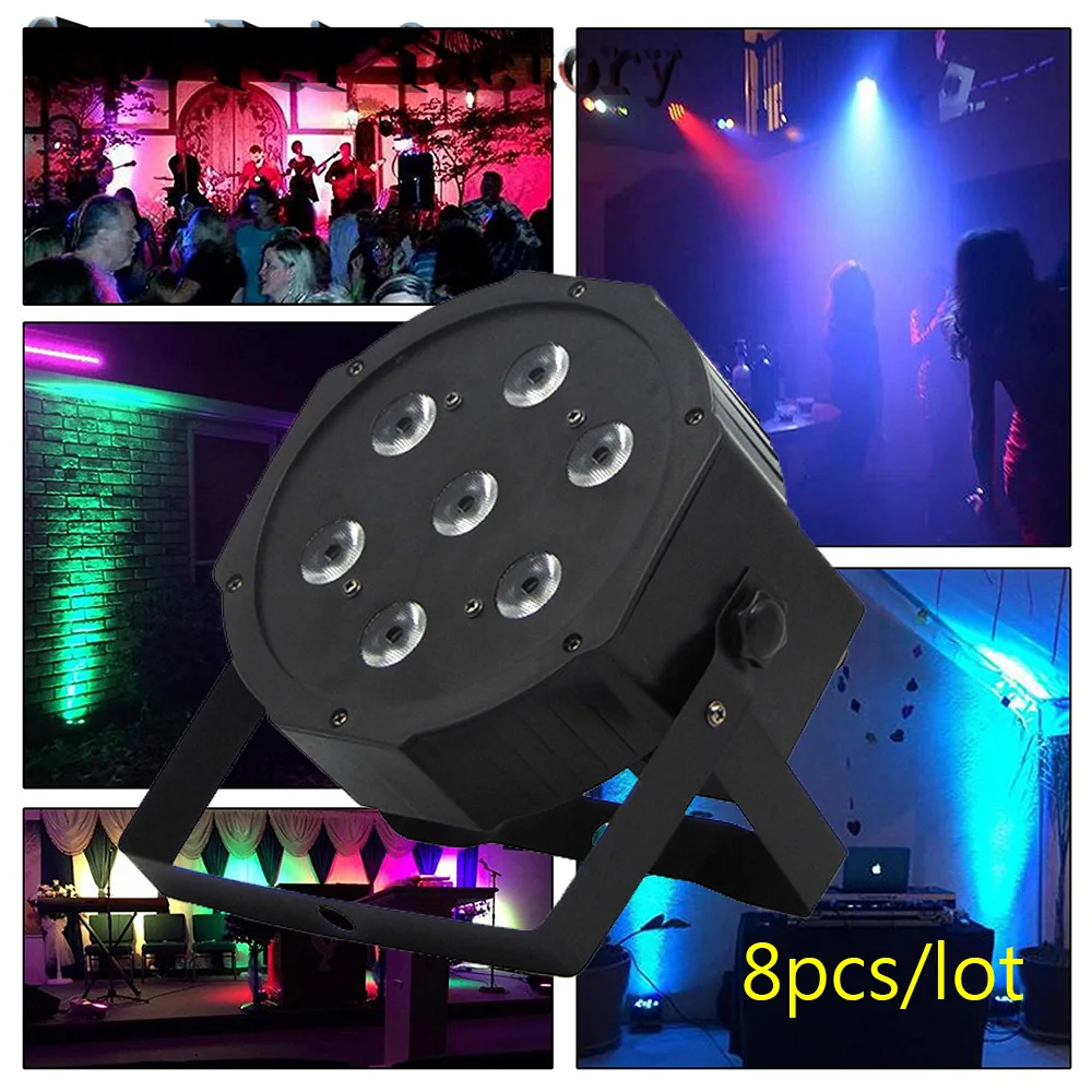 

mini flat led par light with 7 * 12W RGBW flat par led light plastic led par can DMX CHS for stage event (8pcs/lot)