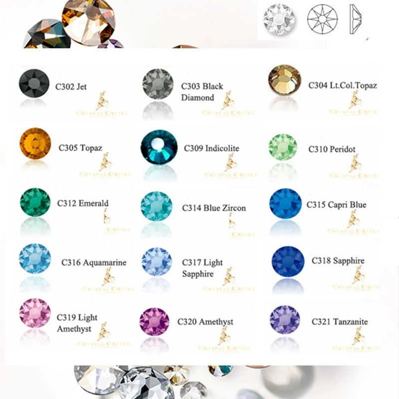 Crystal Castle Color Gemstones Top Grade 6A Glitter Bling Hotfix Strass Diy Sewing&Fabric Stone Garment Rhinestones Hot Fix