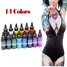 14 шт. Профессиональные татуировки набор чернил 14 цветов 1 унц. 30 мл/Bottle пигмент татуировки комплект Татуировка& Body Art пигмент татуаж