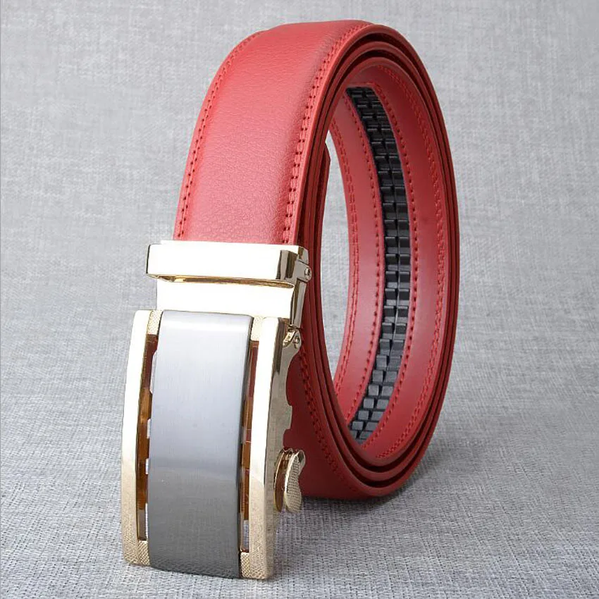 Men Automatic Buckle Genuine Leather Business Casual Belt 125CM 130CM ...