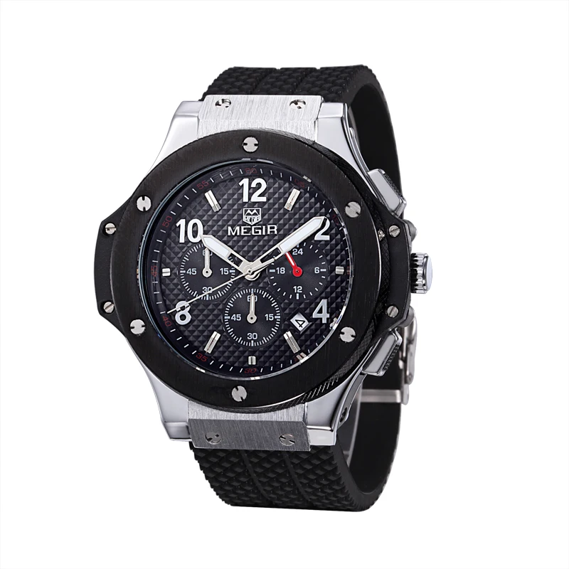 

hot fashion quartz watches  luxury  chronograph army watch men luminous military sports silicone wristwatch man large watch dial