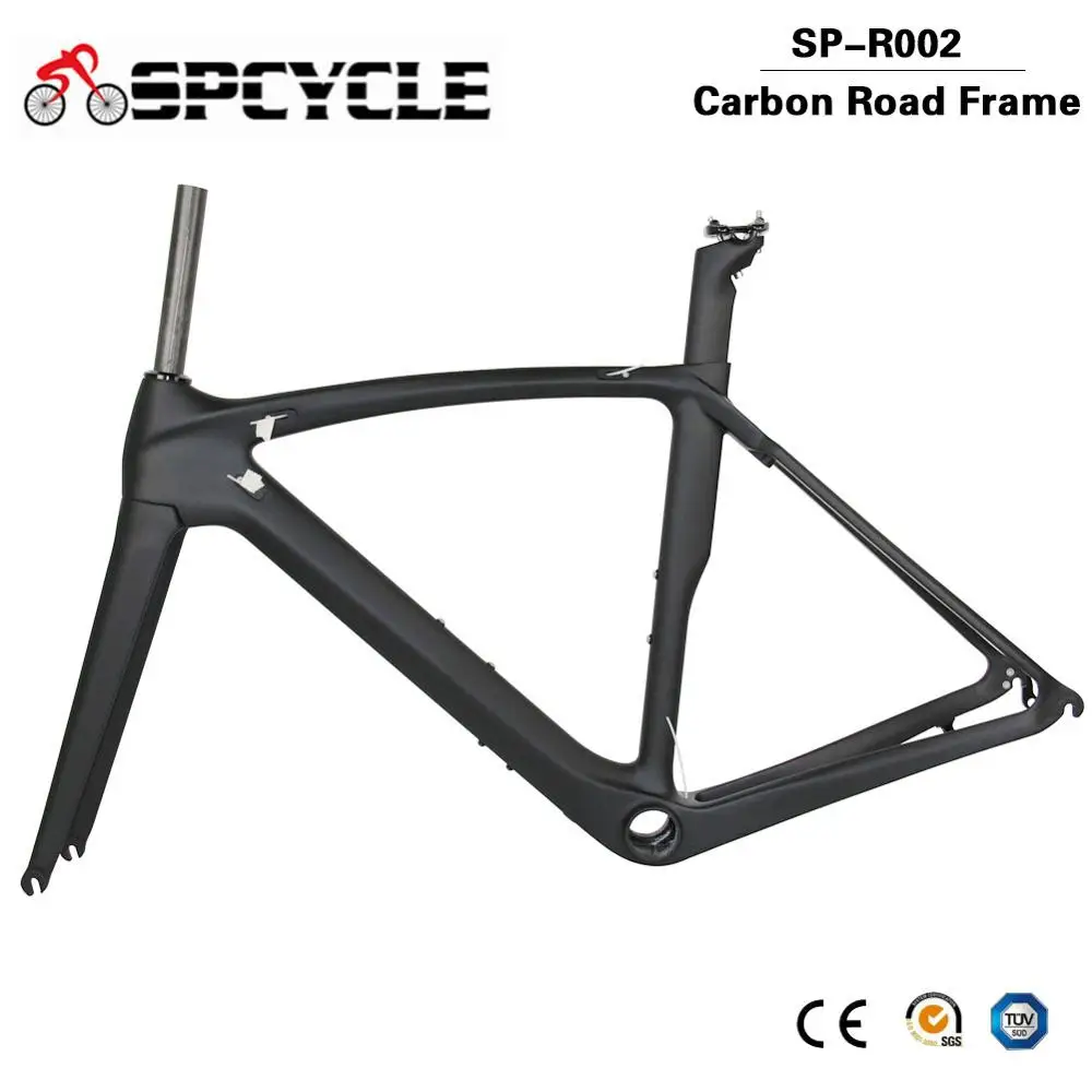 US $248.00 In Stock Factory Outlet High Quality 700C Full Carbon Road Bike Frame with Headset BB386 Size 535557cm