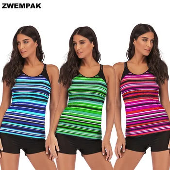 

Summer Striped Big Size Swimming Suit For Women Bathing Suit Large Female Two pieces Tankini Set Bra Padded Plus 3XL 4XL Biquini
