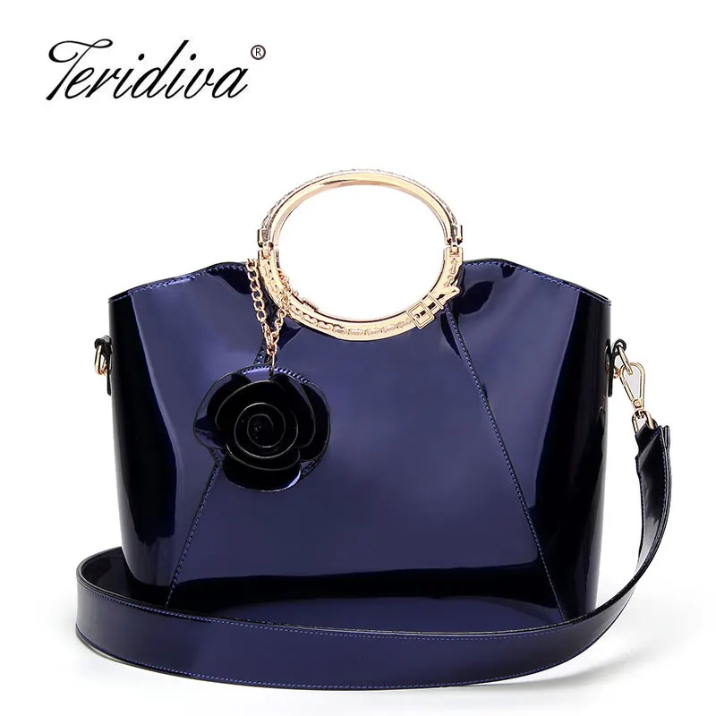 

Teridiva Patent Leather Handbag Ladies Hand Bag Crocodile Women Black Handbags Shoulder Bag for Girls Tote Bags Bolso Mujer
