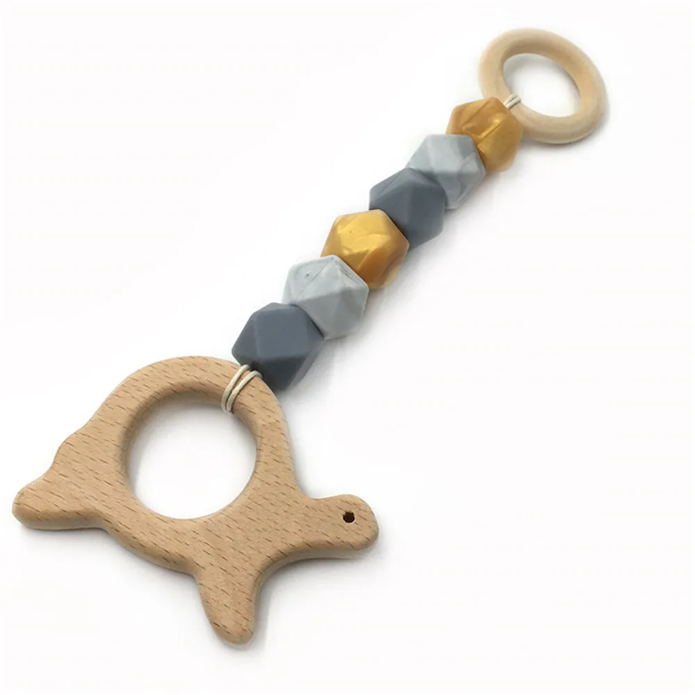Детские деревянные домашние игрушки для прорезывания зубов лиса Ежик слон птица вязание крючком Дизайн Прорезыватель бусины игрушки для