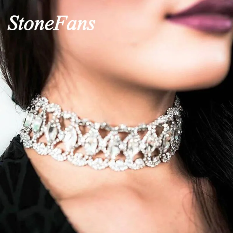 Stonefans Ins сексуальное полное Колье чокер с кристаллами ожерелье для женщин Шарм Bling горный хрусталь геометрическое ожерелье короткие модные украшения