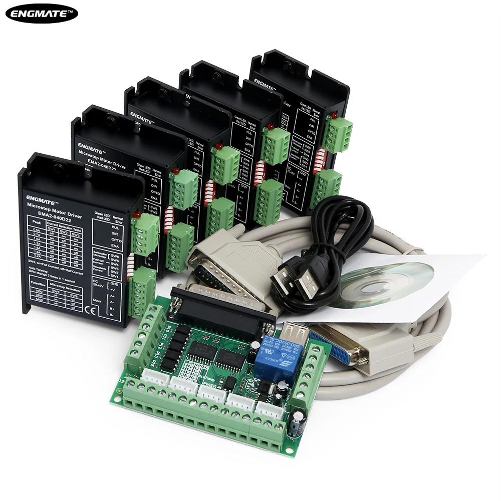

DIY CNC Kit 5 Axis Breakout Board & Stepper Driver EMA2-040D22 20-40V DC 0.5A-2.2A