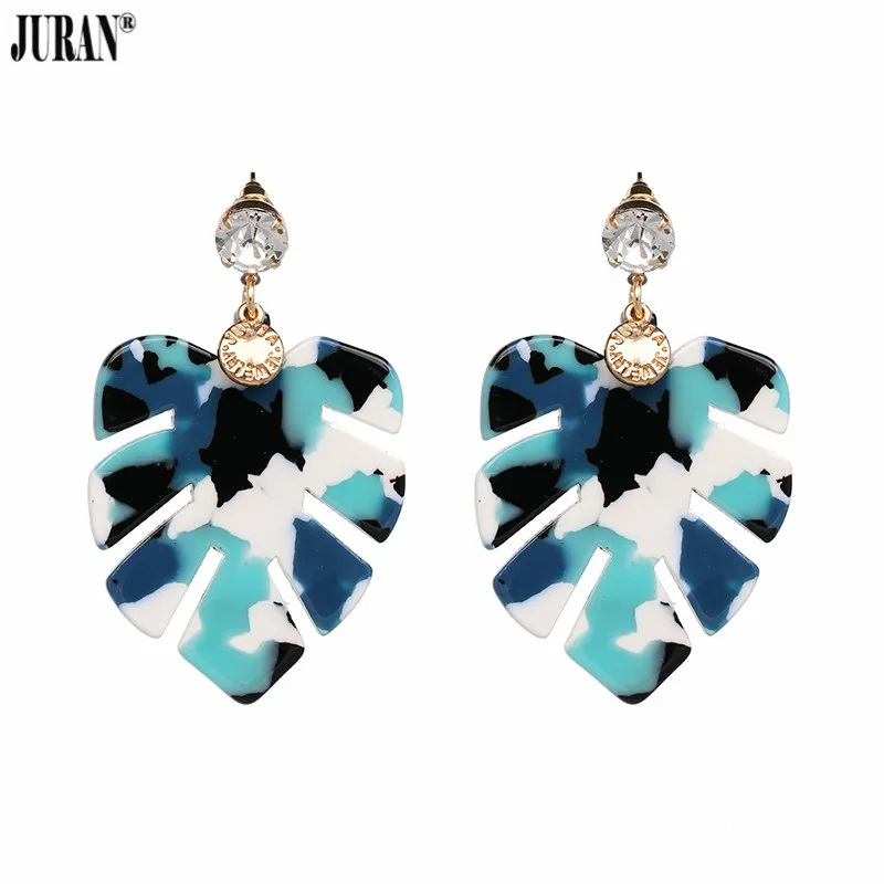 

JURAN Bohemian Resin Drop Earrings Jewelry Earrings for Women Hot Sale Leaf Shaped Pendant Dangle Earrings Wedding Gift 2018