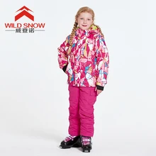 

2017 New style Wild Snow Kids Winter Outdoor Water Resistant Windproof Breathable Snowboard ski suit Boys 6-14y Waterproof
