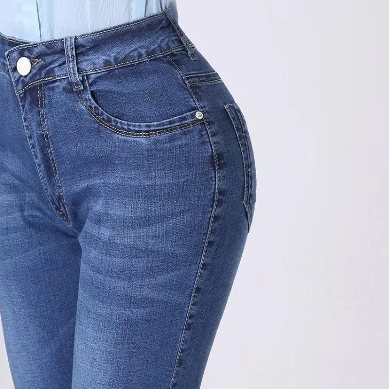 Jeans Women High Waist Long Jeans Trousers Large Size Mom Jeans Femme Denim Blue Straight Pants 2019 Stretch Push Up Sexy Jeans