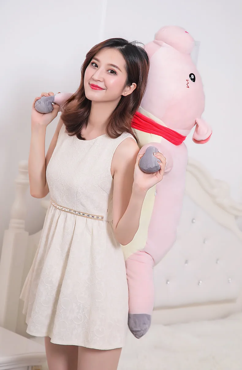kawaii pink pig plush sleep long strips accompany pillow giant stuffed cartoon piggy doll toys for girl gift decoration 43inch 110cm DY50496  (7)