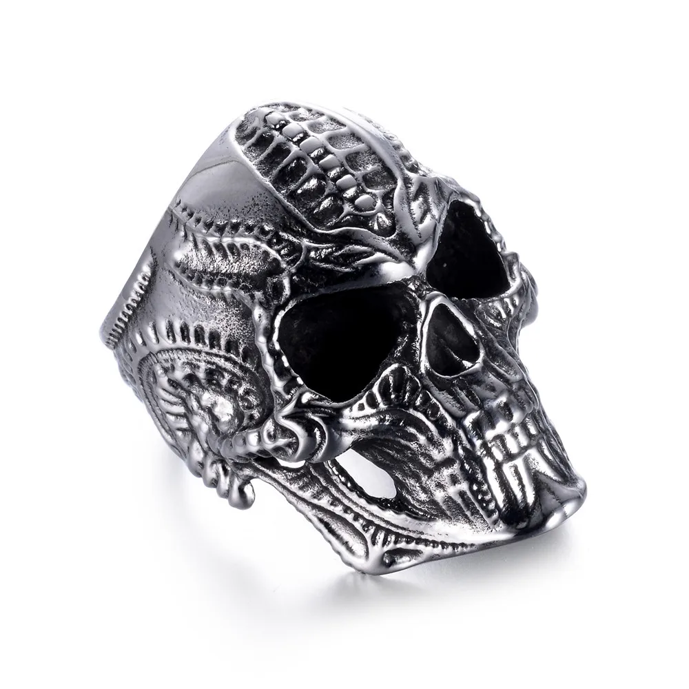 Кольцо в форме черепа из нержавеющей стали для верховой езды, властное кольцо в стиле панк