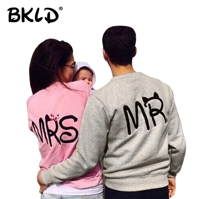 

BKLD Matching Couples Hoodies Casual Autumn Long Sleeve O-neck Men And Women Lovers Hoodies Sweatshirts MR, MRS Letters Printed