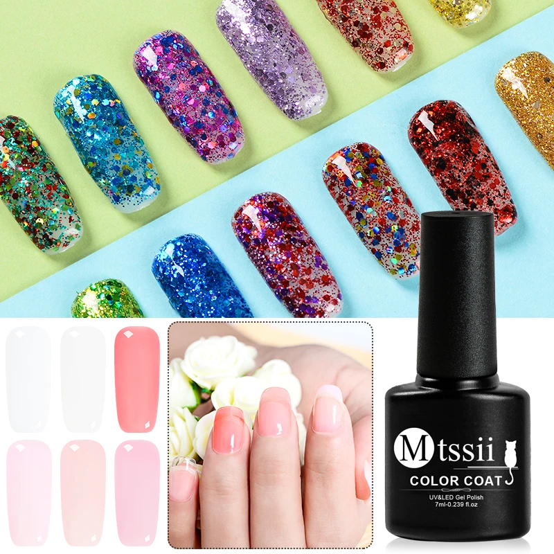 Mtssii 7ML Diamond Glitter Nail Stuff Gel Polish Manicure Shiny Sequins UV Soak Off Varnish Lacquer Poly Tool | Красота и здоровье