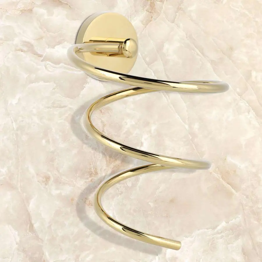 

Golden Wall-mounted Hair Dryer Holder Bathroom Organizer Shelf Storage hairdryer holder wall shelves for Barbershop Bathroom