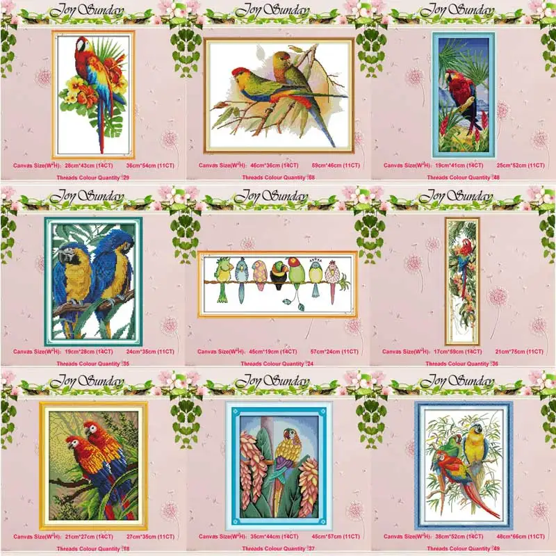 

Parrot Scarlet macaw animals counted 11 14CT Cross Stitch Set DIY DMC Chinese Cross-stitch Kit Embroidery Needlework Home Decor