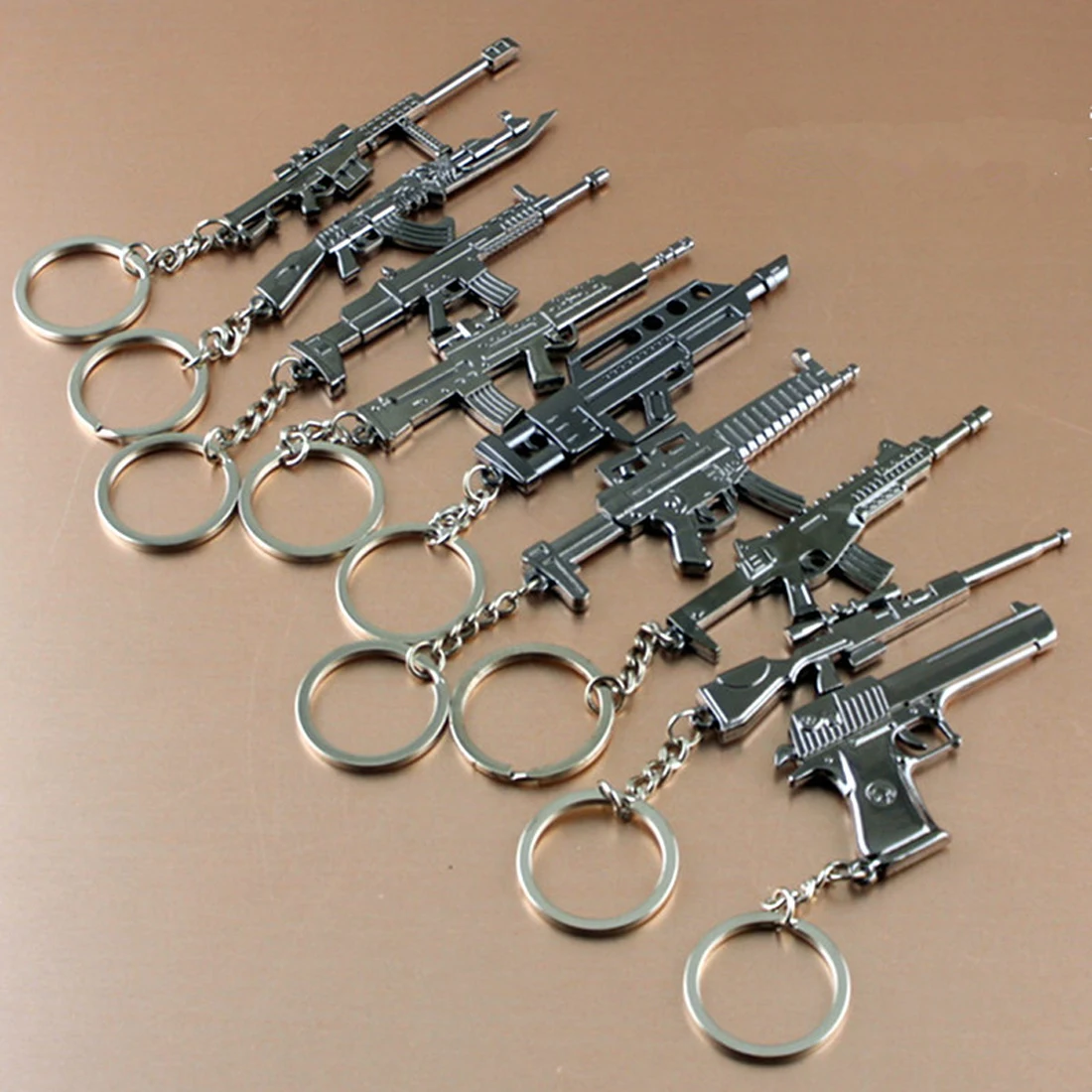 Dewtreetali Good Sale Gun Keychain Stainless Steel Model Key Chain Weapons Gold AK47 Key Ring