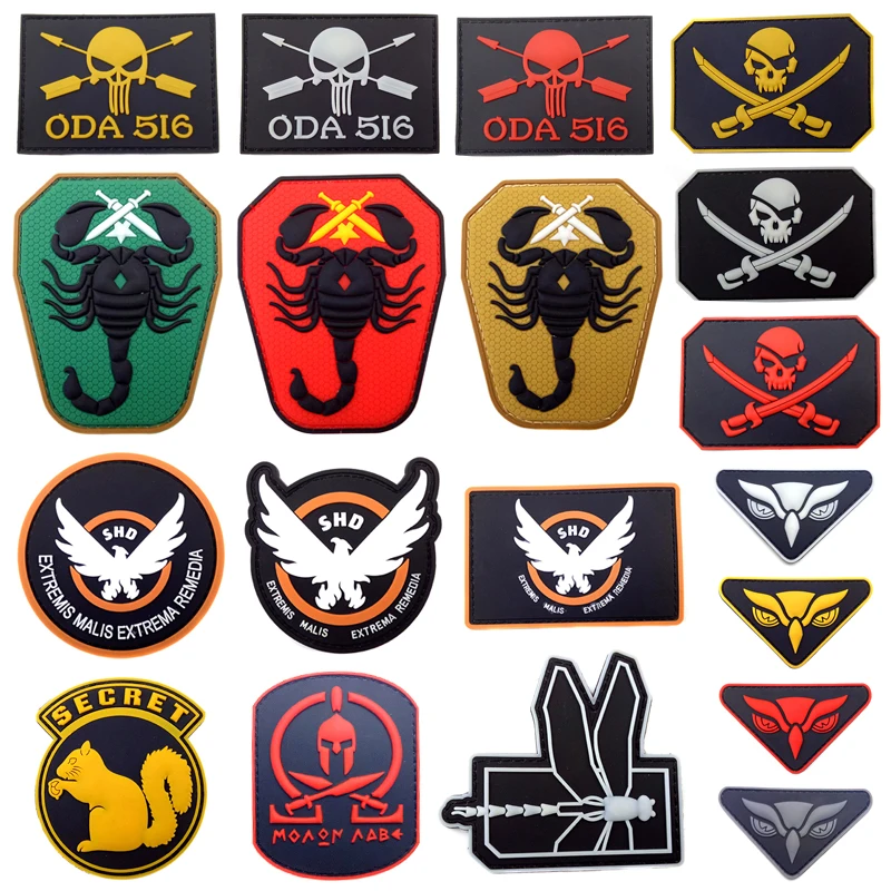

3Pcs/lot The Most Number of Designs 3D PVC Patch Military Armband Backside PVC Tactical Gear Patches