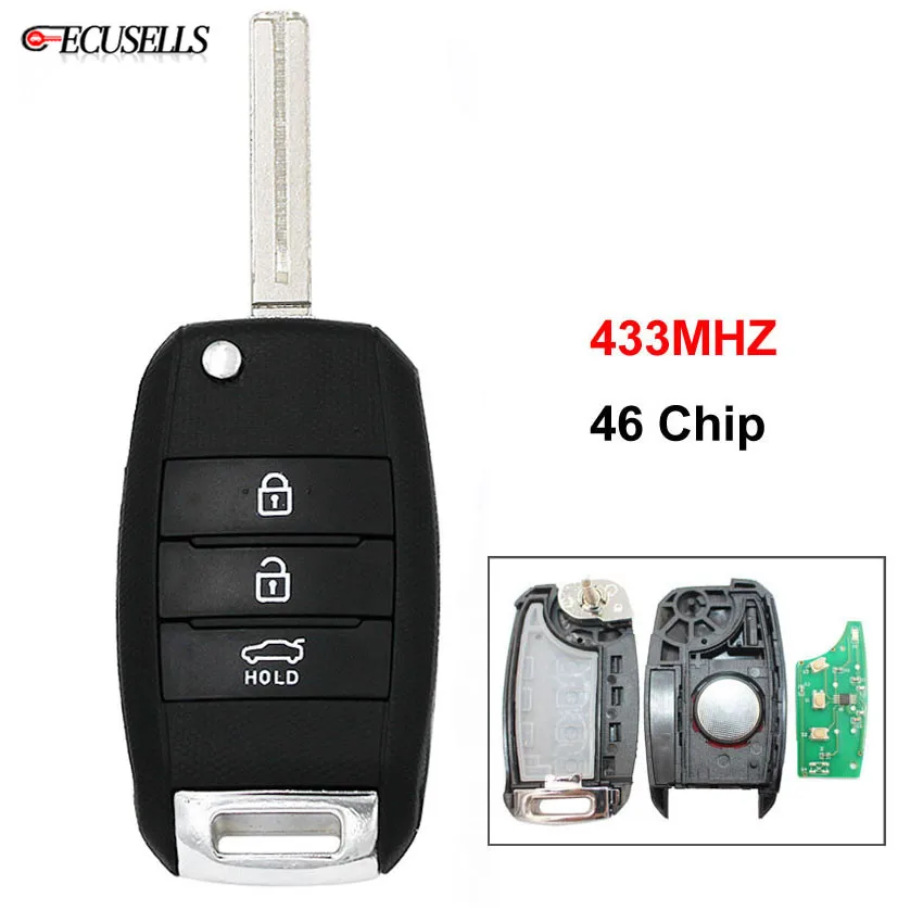 

New Replacement 3 Button Keyless Remote Smart Car Key 433MHZ 46 Chip For Kia K5 Sorento Sportage 2013 2014 2015 with Uncut Blade