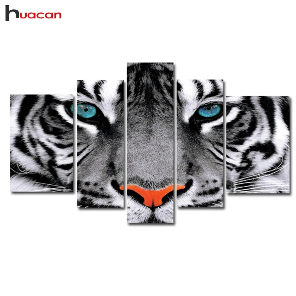 

HUACAN Diamond Painting Tiger Full Square Diamond Embroidery Abstract Multi-picture Combination Cross Stitch Decoration Home