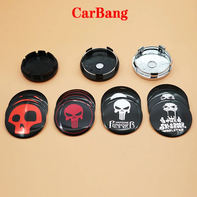 

4pcs 56mm 60mm Skull Car logo Wheel Center Cap rim Badge dust-proof covers Creative emblem decoration sticker