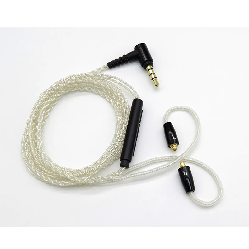 DIY MMCX кабель для Shure SE215 SE535 SE846 SE425 наушники с серебряным покрытием провод
