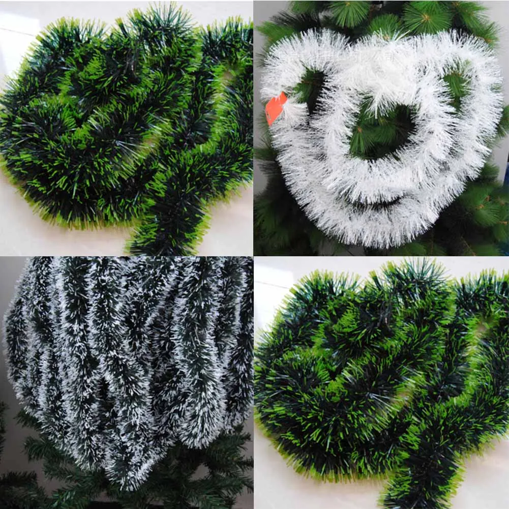 

200CM Colorful Christmas Decoration Bar Tops Ribbon Garland Christmas Tree Ornaments White Dark Green Cane Tinsel Party Supplies