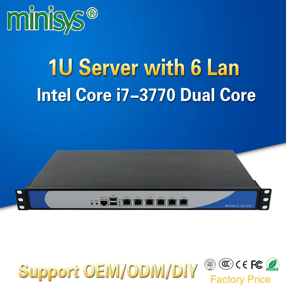 Minisys 19 дюймов стоечный сервер 1U Intel Core i7 3770 6 Ethernet Lan Сетевой Мини ПК Pfsense мягкий маршрутизатор для Mikrotik Routeros