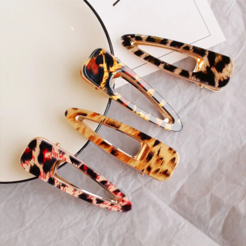 

Japan Vintage Colorful Acetate Hair Accessories For Women Geometric Waterdrop Leopard Hairpin Hair Clips Jewelry