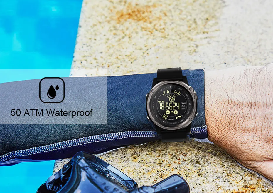 LOKMAT мужские спортивные Смарт-часы 5ATM водонепроницаемые Bluetooth шагомер напоминание о сообщениях цифровые часы умные часы для ios и android