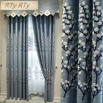

Curtain Fabric Factory Direct Sales Simple Small Fresh Living Room Cotton and Hemp Embroidery Shade Curtain Fabric Wholesale