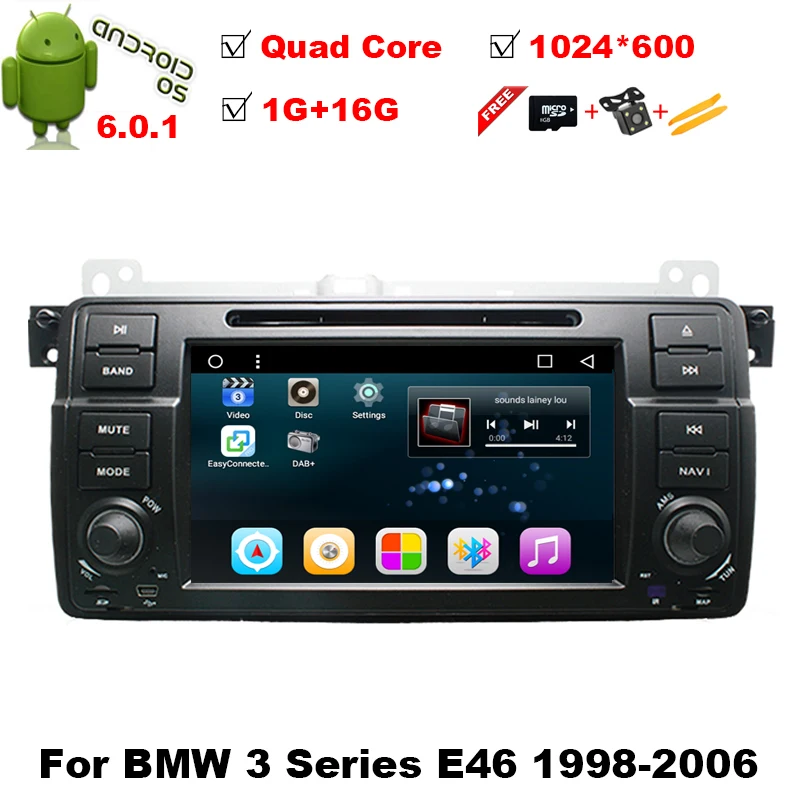 7 &quotQuad Core Android 6.0.1 OS Специальный Автомобиль DVD для BMW E46 1998-2005 M3 с 1024*600 Разрешение
