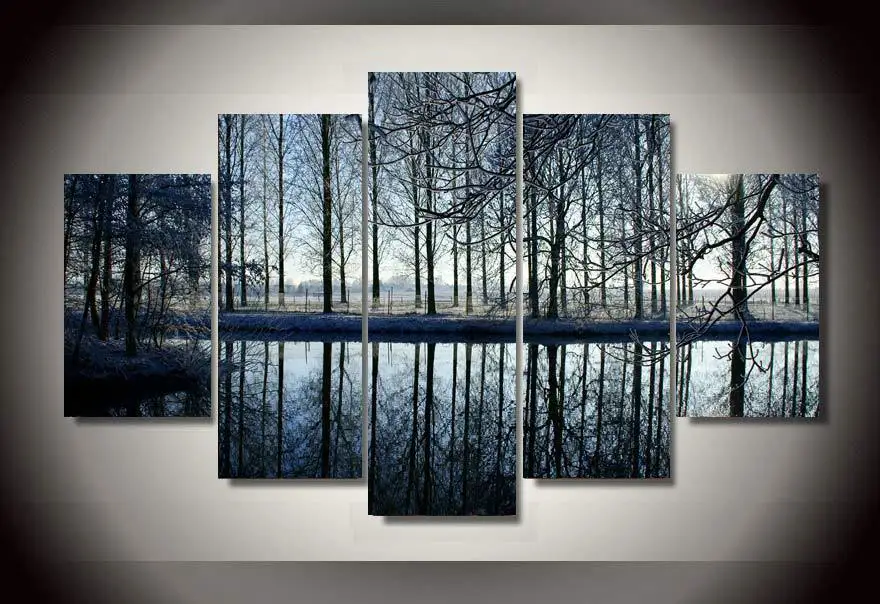 

Art Abstract Indoor Decor 20x35cmx2,20x45cmx2,20x55cm Natural Landscapes print canvas 5 pieces