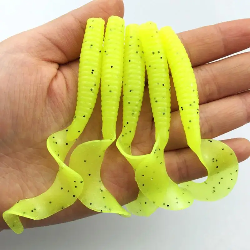 

5Pcs Wobbler Jigging 8cm 4.3g curly tail Fishing Lure Soft Worm Shrimp silicone bait Fish crankbait Ocean Rock fishing tackle