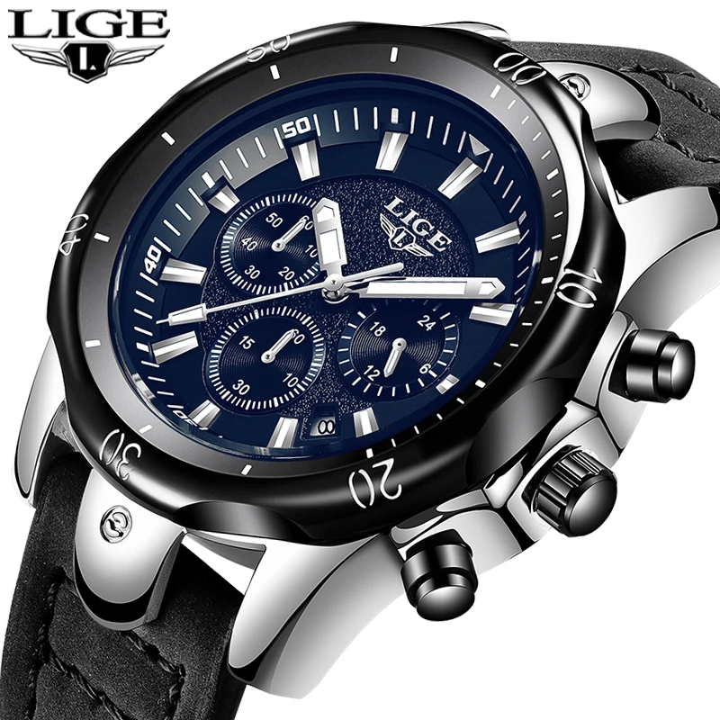 

2018 New LIGE Mens Watches Brand Luxury Quartz Watch Men Casual Leather Military Waterproof Sport Wrist Watch Relogio Masculino