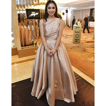 

Wonderful 2019 Long Satin Wedding Party Dress One Shoulder A Line Floor Length New Bridesmaid Dresses Vestido De Festa Cheap