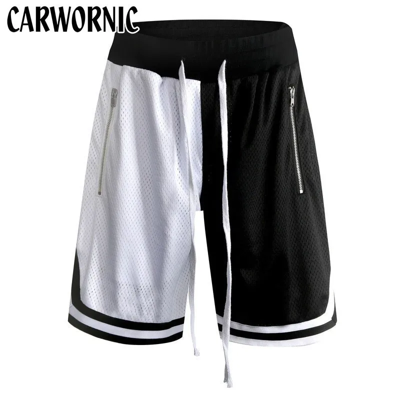 CARWORNIC шорты для спортзала для мужчин фитнес до колена быстросохнущие шорты для тренировок со средней талией повседневные свободные мужские тренировочные брюки в стиле хип-хоп