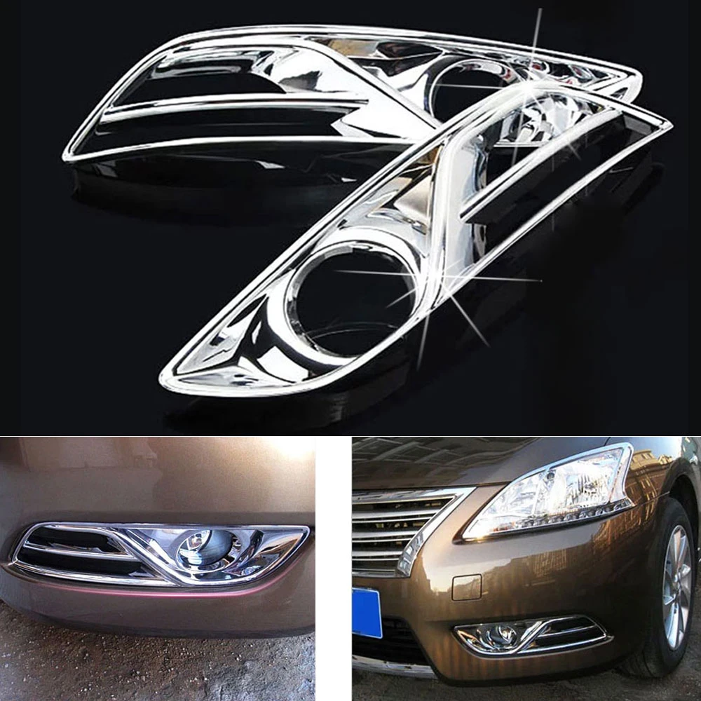 Fit For 13 15 Nissan Sentra Sl Front Bumper Chrome Fog Light Lamp Cover Trim Car Styling Sticker Chromium Styling Aliexpress