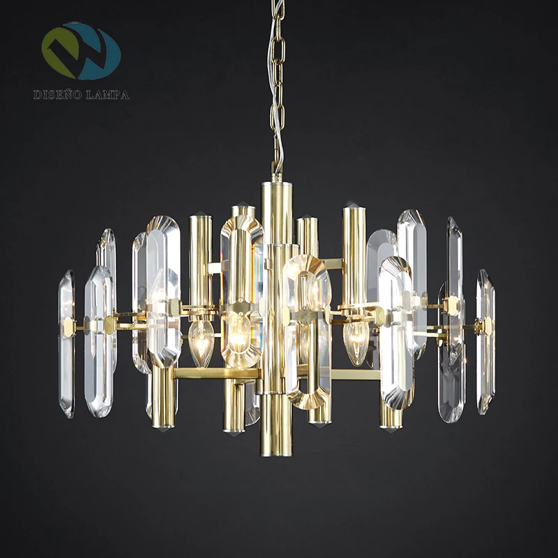 

Modern E14 LED Crystal Chandelier Light Fixture in Dining Room Suspension Lamp Indoor Fixutres Lighting Foyer Lustre Luminarie
