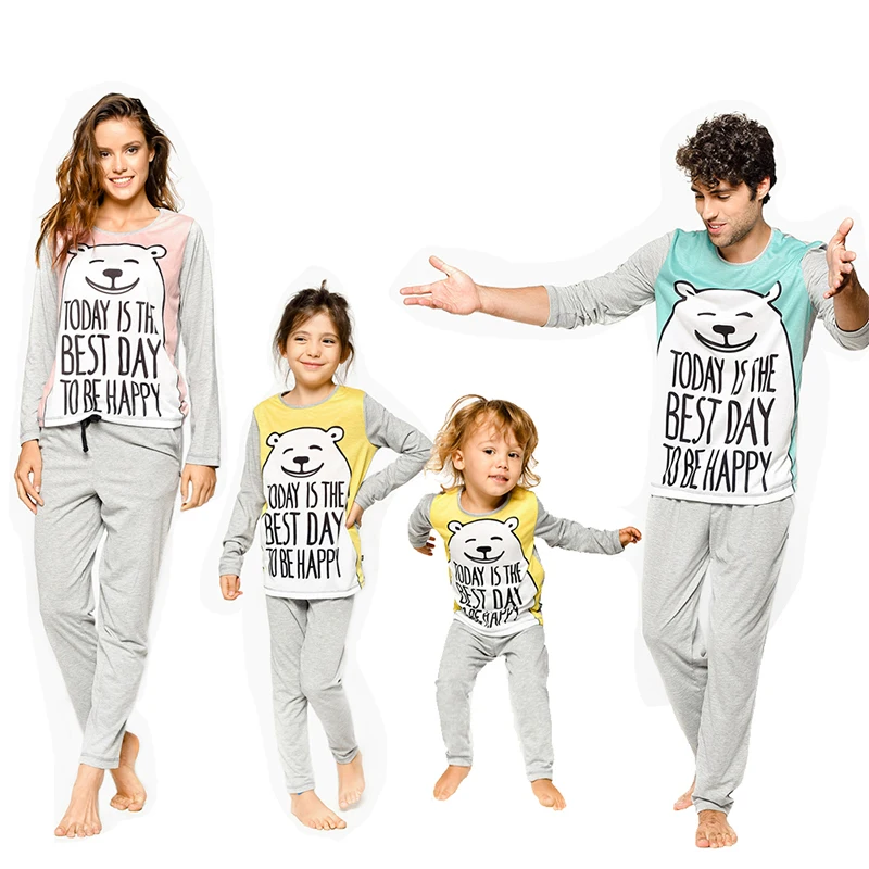 

Family costumes mom and daughter outfits father son matching clothes girl bear pajama sets couples T shirt Nightwear clothing