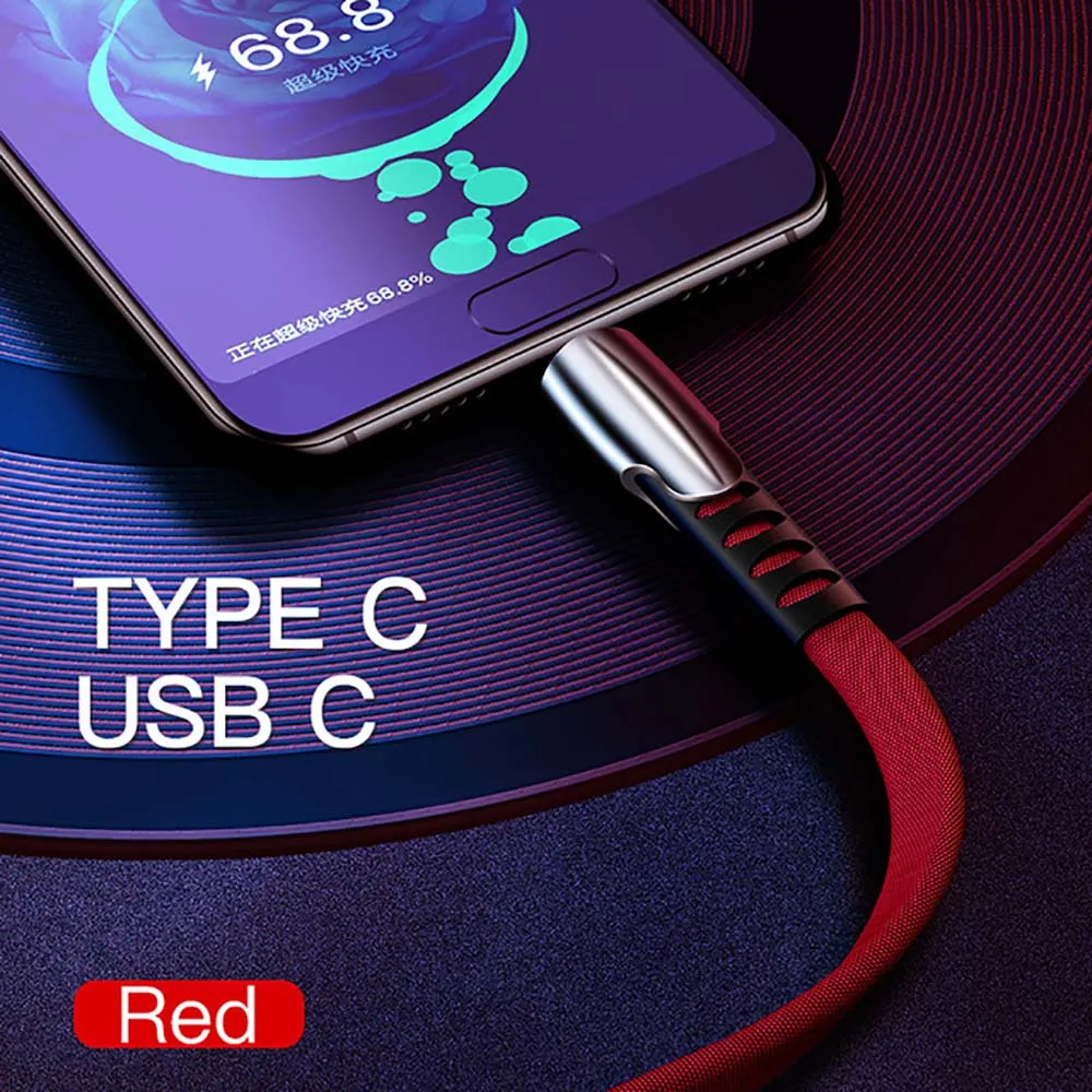 Кабель usb type C 5A Быстрая зарядка QC 3,0 быстрый заряд кабеля USB C кабель для xiaomi huawei p20 mate 10 samsung one plus 7pro - Цвет: Красный