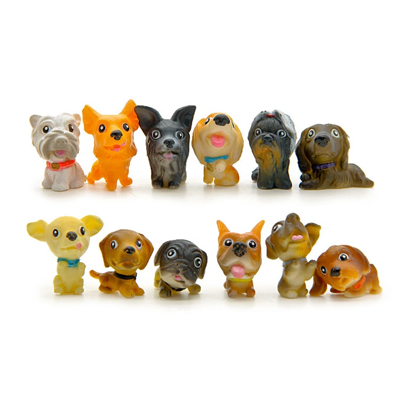 12Pcs/Set Cute Pastoral Dog Models Puppy Anime Action Figures Toy Mini