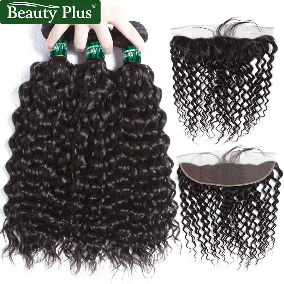 BP водяные пучки волнистых волос с закрытием 13x4 натуральные черные перуанские не пучки волос Remy с фронтальной человеческие волосы с закрытием