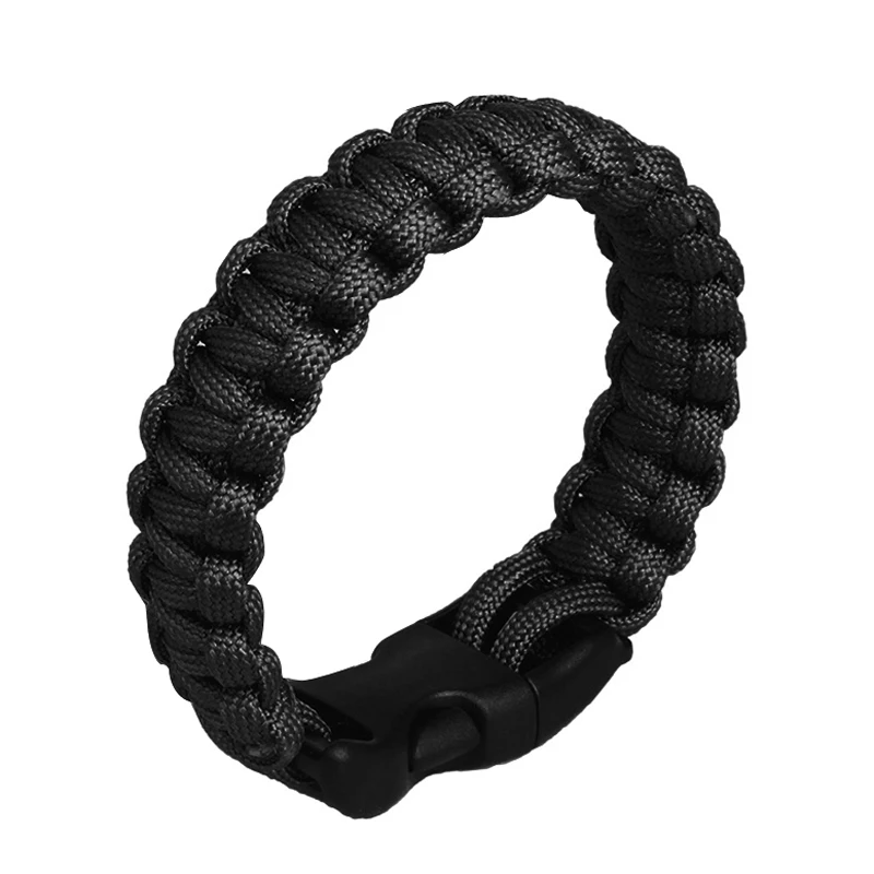 Для мужчин Для женщин военные аварийного выживания браслет веревочки спасательным кругом для спорта на открытом воздухе Принадлежности для самообороны аварийные инструменты - Цвет: Черный