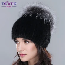 Fur hat for winter women genuine mink fur hat with silver fox fur crown knit fur beanies 2015 new arrival fashion women fur caps