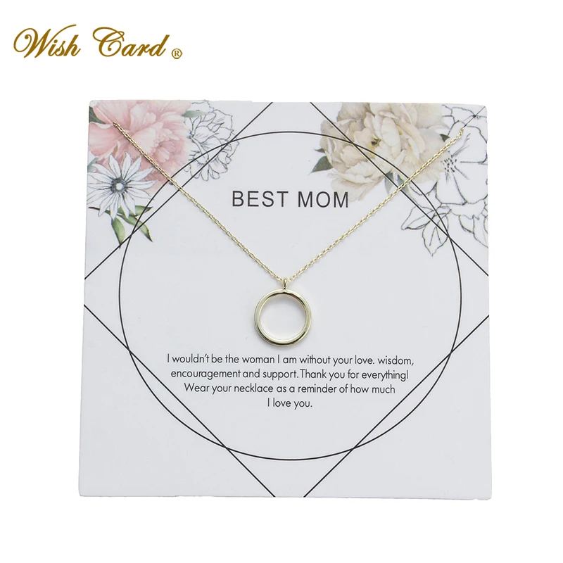 Поздравительная открытка Лучшая Мама простой круг золотой кулон медное ожерелье подарок для мамы Любовь память свадебное ожерелье дропшиппинг EY6020