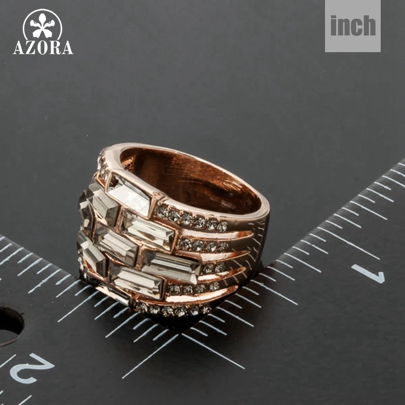 AZORA высокое качество розовое золото цвет полный Stellux Австрийский Кристалл кольцо TR0112