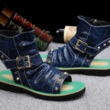 Г. летние новые стильные кожаные сандалии и шлепанцы пляжная обувь в римском стиле с открытым носком в европейском и американском стиле, мужская обувь без застежки