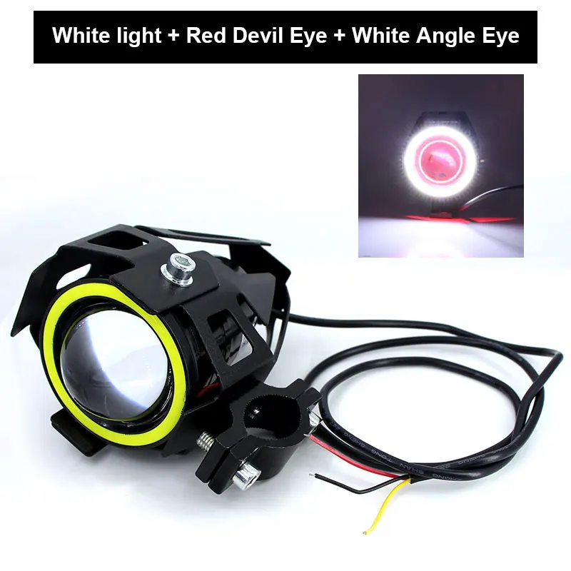 2 шт. 125 Вт мото rcycle головной светильник W/Angel Eye Devil 3000LM Moto Точечный U7 LED для вождения